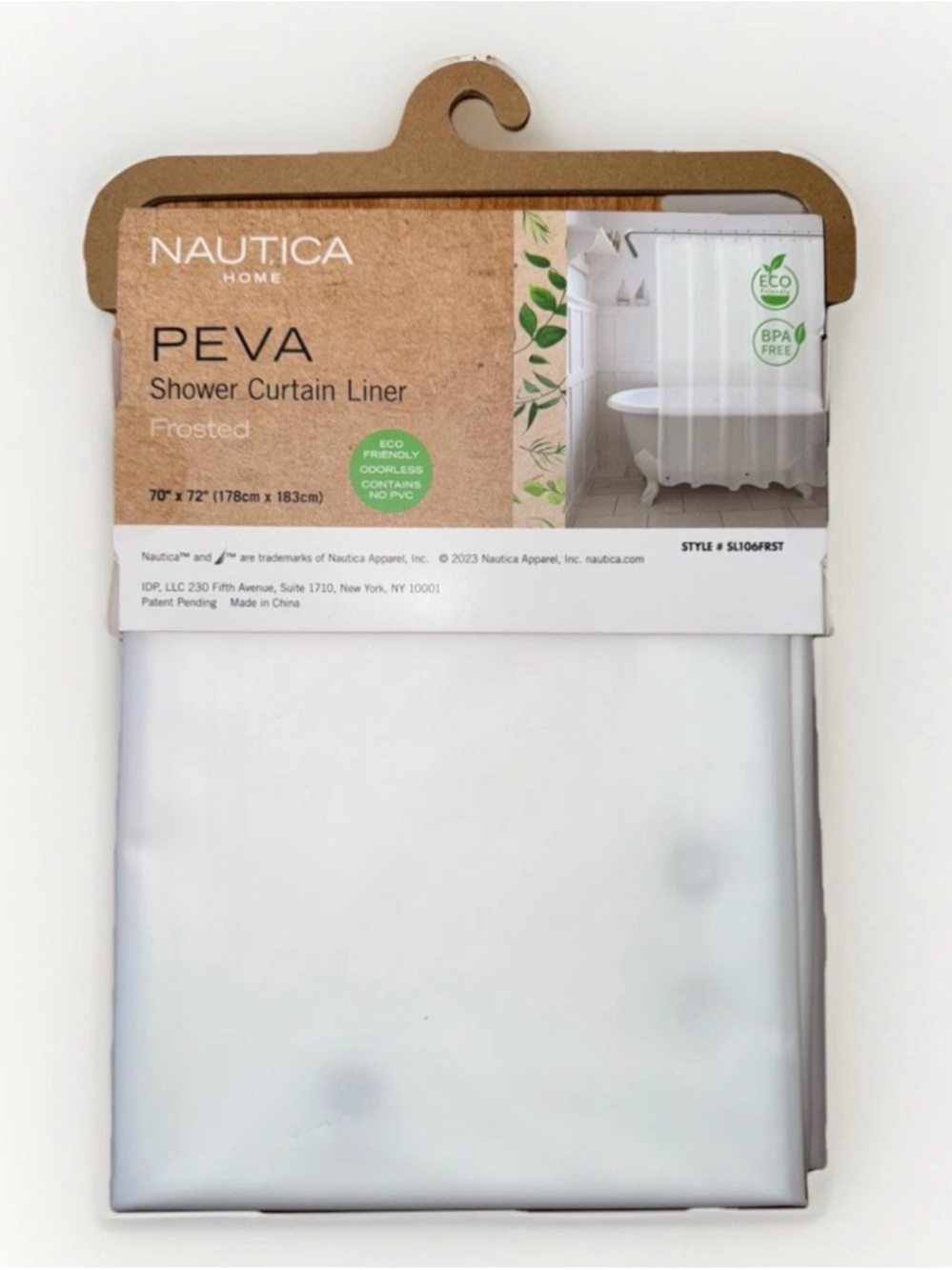 Nautica Home Peva Shower Curtain Liner Frosted White 70x72 No PVC BPA Free Eco